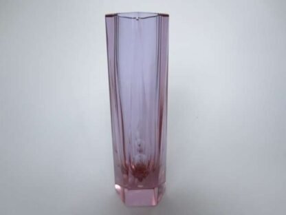 Moser facet cut alexandrite hexagonal czech crystal art glass column vase rare - Image 11