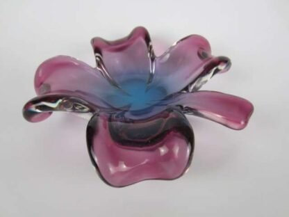 Seguso purple and blue Murano sommerso lucky 4 Leaf clover Shape Bowl Dish 60s - Image 2