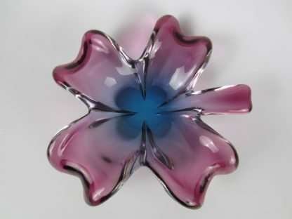 Seguso purple and blue Murano sommerso lucky 4 Leaf clover Shape Bowl Dish 60s - Image 3