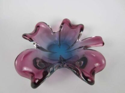 Seguso purple and blue Murano sommerso lucky 4 Leaf clover Shape Bowl Dish 60s - Image 4