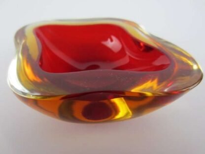 Murano seguso poli sommerso red & golden amber star shaped glass geode bowl - Image 5