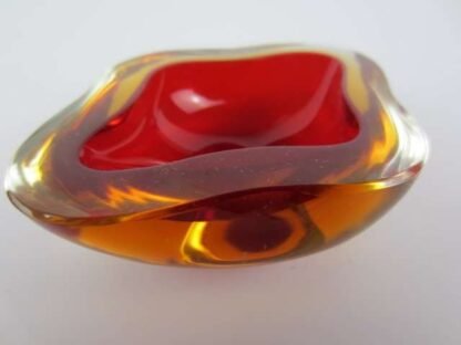 Murano seguso poli sommerso red & golden amber star shaped glass geode bowl - Image 7