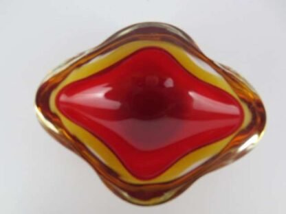 Murano seguso poli sommerso red & golden amber star shaped glass geode bowl - Image 4