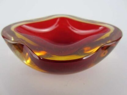 Murano seguso poli sommerso red & golden amber star shaped glass geode bowl - Image 3