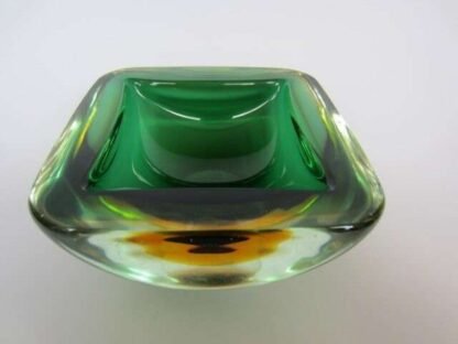 Heart shaped Murano art glass bowl Poli orders Seguso era green glowing uranium glass