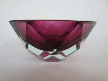 Murano honeycomb faceted pink diamond cut round bowl - Image 2