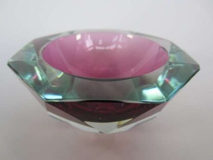 Murano honeycomb faceted pink diamond cut round bowl - Image 3