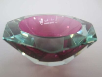 Murano honeycomb faceted pink diamond cut round bowl