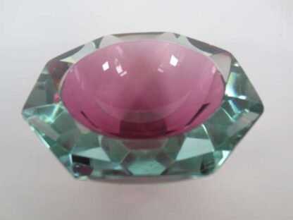 Murano honeycomb faceted pink diamond cut round bowl - Image 5