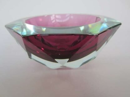 Murano honeycomb faceted pink diamond cut round bowl - Image 8