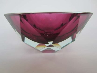 Murano honeycomb faceted pink diamond cut round bowl - Image 7