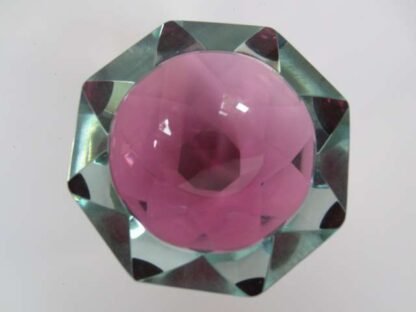 Murano honeycomb faceted pink diamond cut round bowl - Image 9