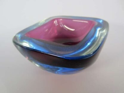 Murano poli seguso era square art glass geode bowl sommerso purple and blue - Image 4