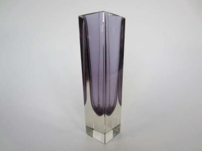 Murano sommerso column vase purple in crystal clear facet cut glass perfect - Image 2