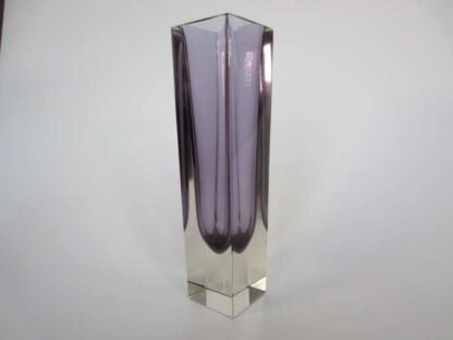 Murano sommerso column vase purple in crystal clear facet cut glass perfect - Image 4