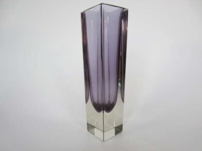 Murano sommerso column vase purple in crystal clear facet cut glass perfect - Image 5