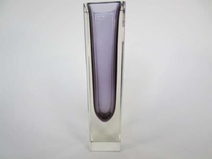 Murano sommerso column vase purple in crystal clear facet cut glass perfect - Image 3