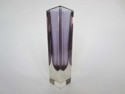 Murano sommerso column vase purple in crystal clear facet cut glass perfect - Image 6