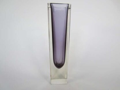 Murano sommerso column vase purple in crystal clear facet cut glass perfect - Image 7