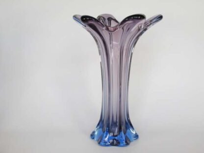 Murano poli seguso era pink blue 1960s art glass flower vase - Image 2