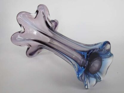 Murano poli seguso era pink blue 1960s art glass flower vase - Image 7