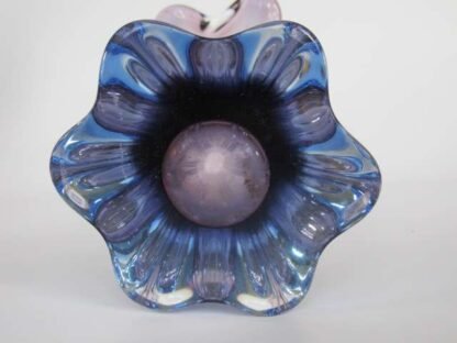 Murano poli seguso era pink blue 1960s art glass flower vase - Image 9