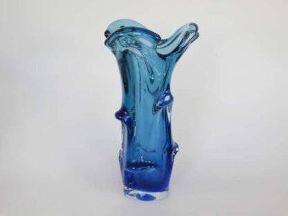 1960s tall Indigo blue and blue Jan Beranek Czech sommerso art glass vase - Image 2