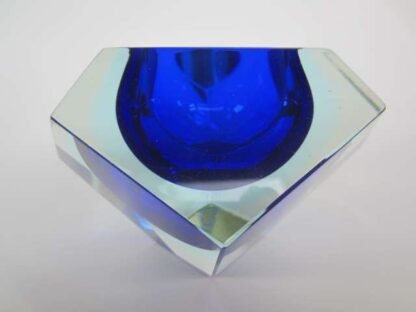 Mandruzzato murano faceted blue blue in shining yellow sommerso art glass bowl - Image 2