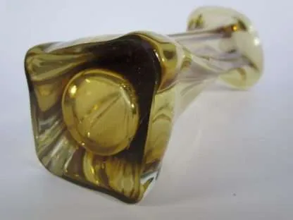 Mid-Century retro 60s art glass vase Yellow CITRINE hand-blown Czech art glass - Image 9