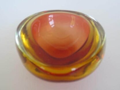 Murano seguso poli sommerso pink & golden amber pear shaped glass geode bowl