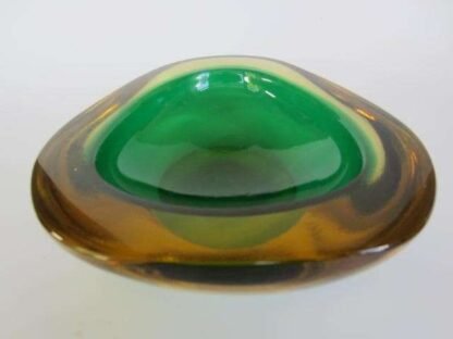 Xxl triangle shape faceted green mcm art glass geode bowl murano poli seguso era - Image 4