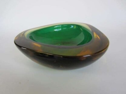 Xxl triangle shape faceted green mcm art glass geode bowl murano poli seguso era - Image 5