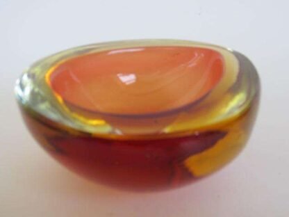 Murano seguso poli sommerso pink & golden amber pear shaped glass geode bowl - Image 7