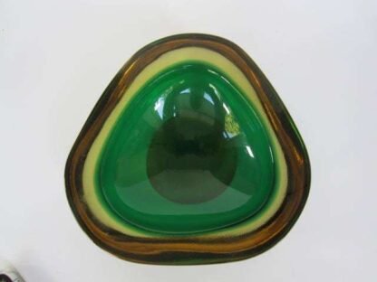 Xxl triangle shape faceted green mcm art glass geode bowl murano poli seguso era - Image 7