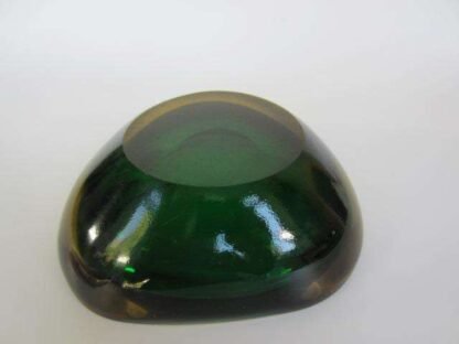 Xxl triangle shape faceted green mcm art glass geode bowl murano poli seguso era - Image 8