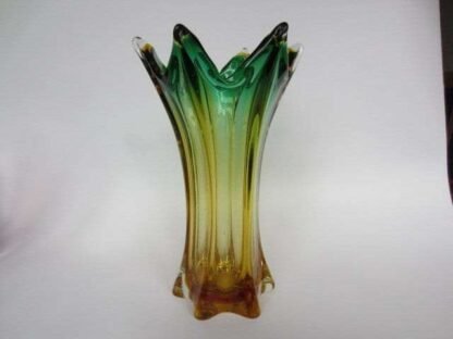 Murano poli seguso gold green sommerso art glass vase large heavy tall rare