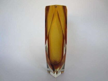 Murano art glass vase 10in 25cm mandruzzato gold amber sommerso diamond faceted - Image 4