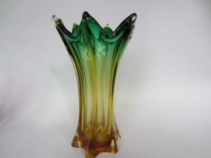 Murano poli seguso gold green sommerso art glass vase large heavy tall rare - Image 3