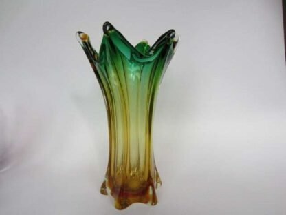 Murano poli seguso gold green sommerso art glass vase large heavy tall rare - Image 4