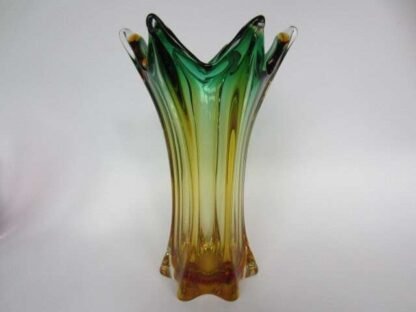 Murano poli seguso gold green sommerso art glass vase large heavy tall rare - Image 5