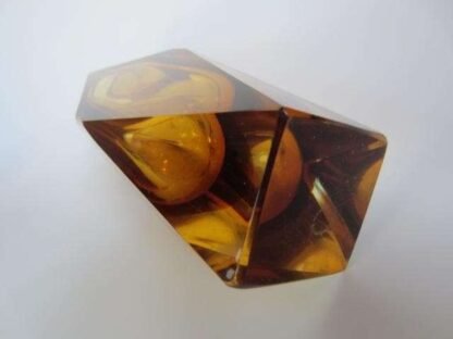 Murano art glass vase 10in 25cm mandruzzato gold amber sommerso diamond faceted - Image 9