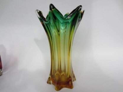 Murano poli seguso gold green sommerso art glass vase large heavy tall rare - Image 6