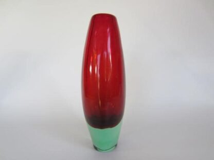 Vintage murano poli seguso era sommerso bud vase in apple green and cherry red - Image 2