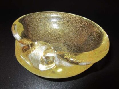 Murano seguso polveri italian 24k gold art glass shell bowl vintage handcrafted - Image 2