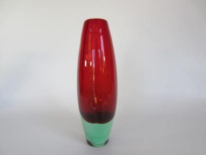 Vintage murano poli seguso era sommerso bud vase in apple green and cherry red - Image 4