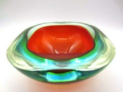 Huge xl murano sommerso geode art glass bowl red yellow blue glowing uv 1.2kg - Image 2