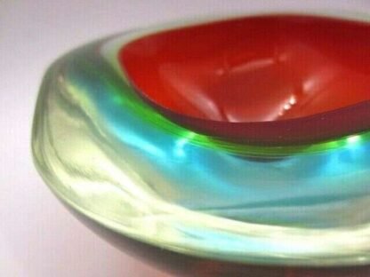 Huge xl murano sommerso geode art glass bowl red yellow blue glowing uv 1.2kg - Image 5