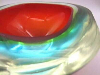 Huge xl murano sommerso geode art glass bowl red yellow blue glowing uv 1.2kg - Image 9