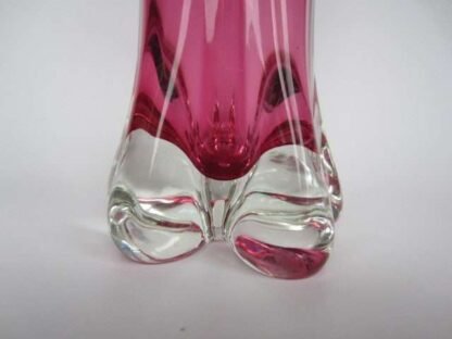 Vintage large hand blown murano art glass vase pink in thick heavy glass - Image 8