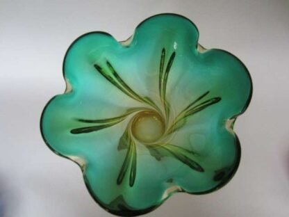 Murano twisted poli seguso era green and golden ombre hand made art glass vase - Image 5